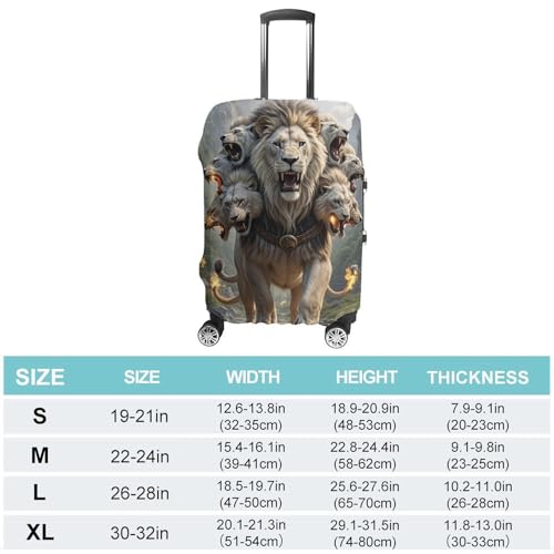 Nine Lions Luggage Cover, Elastic Luggage Protector Fits 19-32in Suitcases, Washable & Anti-Scratch Suitcase Cover for Men Women L2