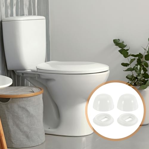 QUARKZMAN 4 Stück Toilettenbolzenkappen, 21mm/0,83 Kunststoff-Push-On-Toiletten-Sitzbodenbolzenkappen, Universelle Bodenbolzenkappen mit Unterlegscheiben, Weiß