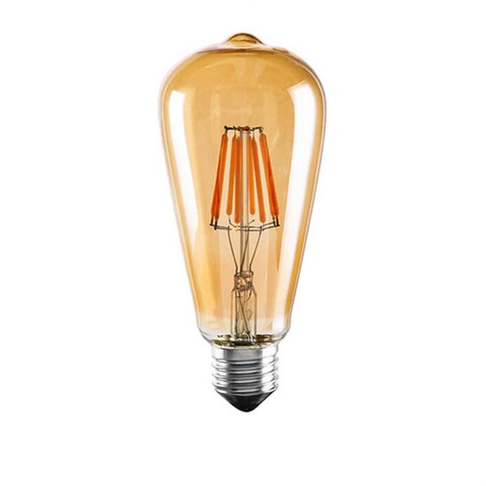 HHF Iluminación del hogar, Paquete de 12, lámpara de filamento LED ST64 4/6/8W AC220V Bombillas Edison ámbar Bombilla LED lámpara Blanca cálida 2700K(8W)