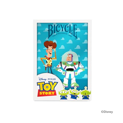 Image of Bicycle Disney Toy Story Playing Cards Featuring Woody Buzz 1 Deck | Holographic tuck case, Court cards with Woody Buzz Bo Peep and Forky, Air Cushion Finish, Made in USA