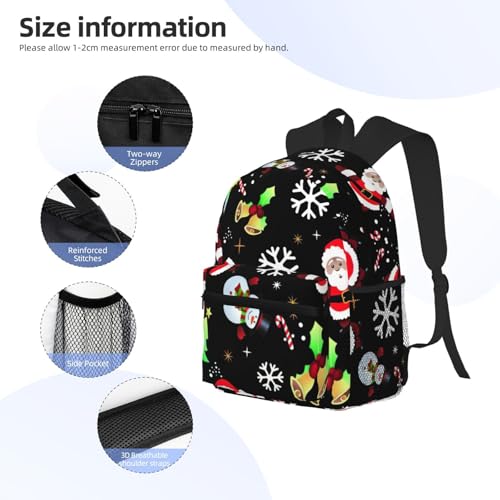 Sac à dos noir polyvalent Merry Christmas pour voyage et quotidien