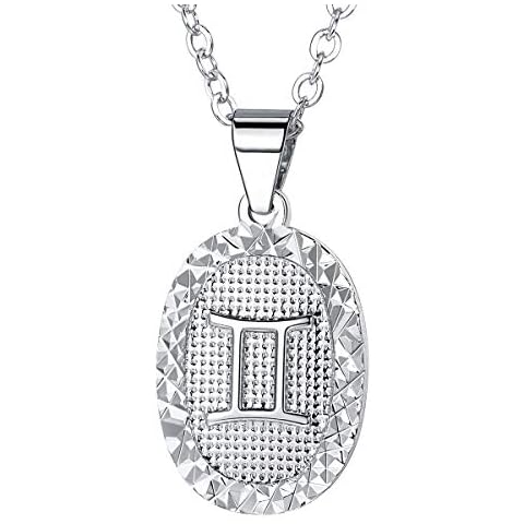 FOCALOOK Medallas Ovaladas con Signos Zodiácos Géminis Collares Cover