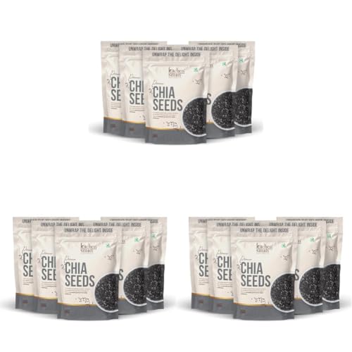 Image of KitchenSmith Premium Chia Seeds - Pack of 15 (200gm Each) | Raw Chia Seeds For Eating | Natural Plant-Based Seeds | Omega-3 Source | Everyday Superfood Use | Clean & Versatile Pantry Essential