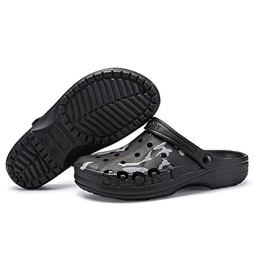 Philda Men's Camouflage Garden Clog Water Shoes Lightweight Slippers Anti-Slip Rubber Indoor Outdoor Mules Quick Drying Non Slip Black Camo 44 #TOP2