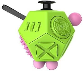 Mysj 12-side Anti-anxiety Stress Cube Pressure Relief Increasing Focus Toy for Adult and Children (Green)