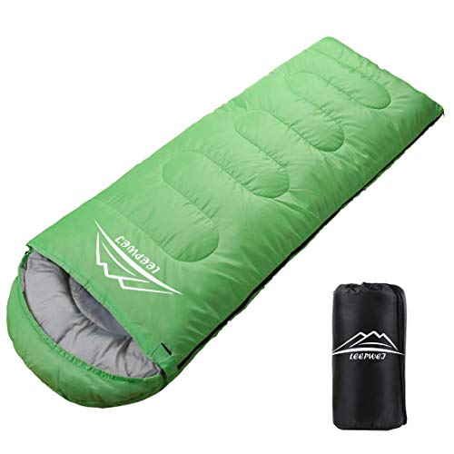 LEEPWEI[2019最新版]寝袋 封筒型 軽量 保温 210T防水シュラフ コンパクト アウトドア キャンプ 登山 車中泊 防災用 丸洗い可能 快適温度-5℃-25℃ 900g 1.4kg 1.8kg 春夏秋冬の使用可能