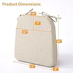 Chair Cushions for Dining Chairs, 2" Thick Seat Cushions for Kitchen Chairs, D-Shaped Chair Pads with Washable Cover, Ties and Non Slip Backing, 17'' x 16'', Set of 4, Beige - Image 2
