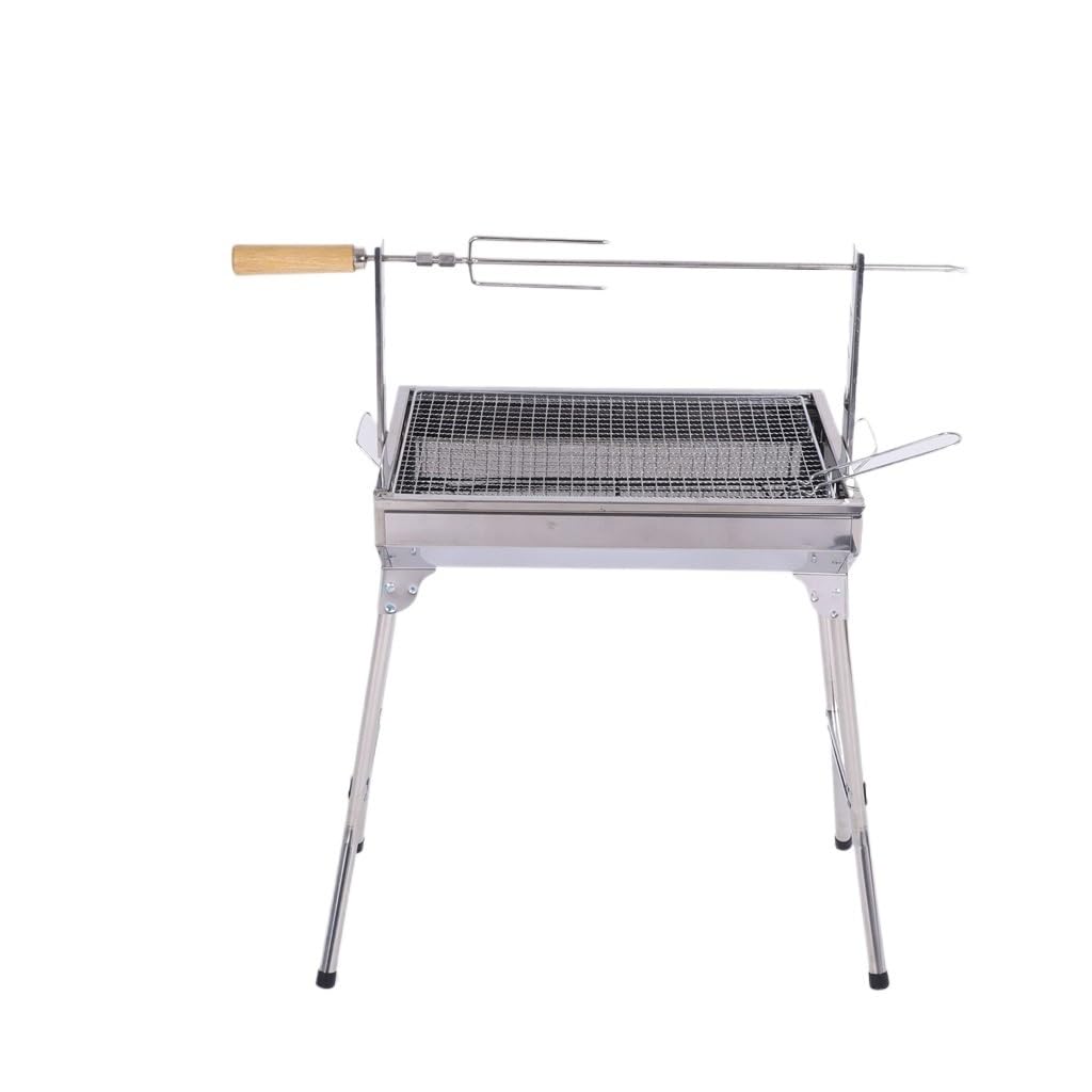 Parrilla de Malla de Acero Inoxidable Mediana con Tenedor, Parrilla Plegable portátil para Exteriores, Gris Claro