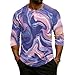 Men’s Fashion Casual Loose Pullover Tops Printed 3/4 Sleeve Blouses 3 Button Crew Neck Comfortable Henley Shirts