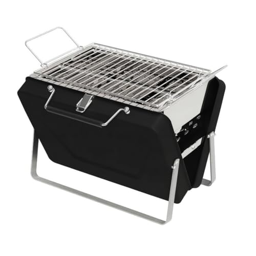 My Creative Hut Portable Barbeque Camping Grill &BBQ Utensils, Foldable Stainless Steel Charcoal Grill, Small Outdoor Travel BBQ, Compact Picnic Barbecue Cooking Grill for Camping (Black (Medium))