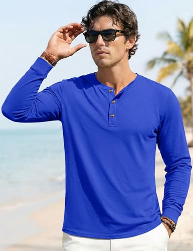 Image of MAGNIVIT Men's Long Sleeve Henley Shirts Cotton 3-Button Spring Casual T-Shirts Solid Color Soft Basic Tops 2026