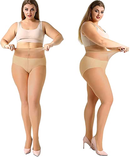Collants grande taille anti-serrement voile 20 deniers noir Feng Shui extensible