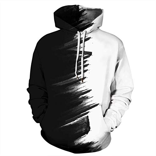 anruo Schwarz und Weiß Graffiti 3D Pullover Hoodie Digitaldruck Schwarz und Weiß Linie 3D Kapuzenpullover XXXL HOB0031AA01 Cover