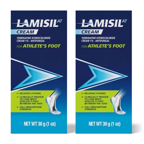 Lamisil Athletes Foot Cream 1 Week Treatment Prescription Strength Terbinafine Hydrochloride Fast Symptom Relief Cures Most Athletes Foot 30 g (1 oz) - 2 pk