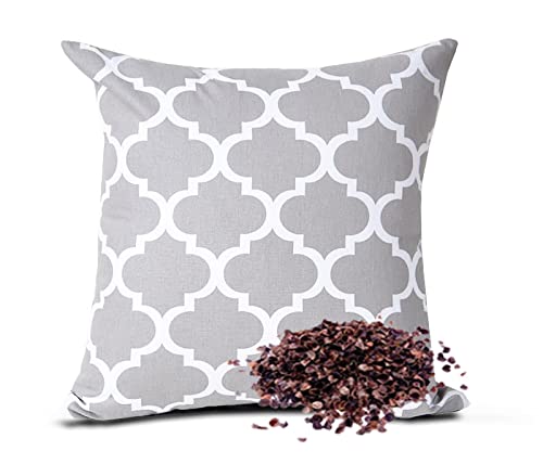 Gesunder Schlaf Bauchschläferkissen Kissen Kopfkissen mit Buchweizenschale mit Reißverschluss, Buchweizen, orthopädisches Naturkissen, mit Innen- und Außenkissenbezug (Marokko grau, 40 x 40 cm)