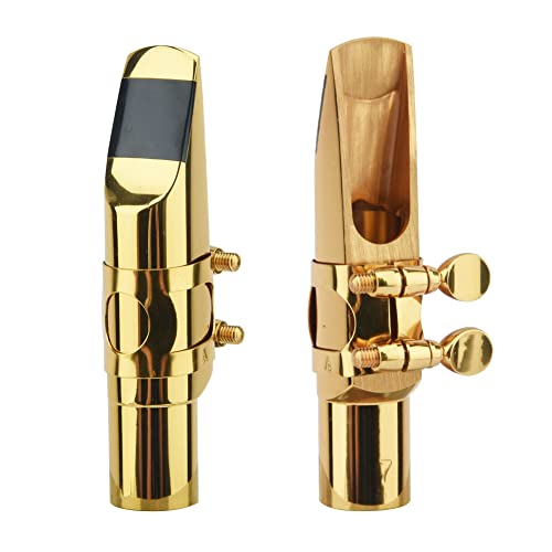 Alto Sax Saxophone Mouthpiece w/Cap & Ligatures, Brass Metal Eb Alto Sax Mouthpieces for Saxophone...
