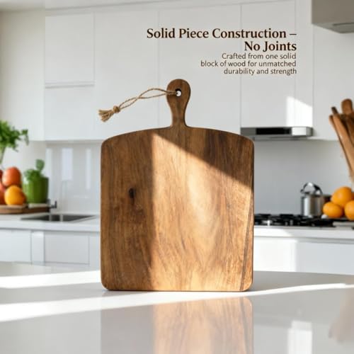 Tabla de cortar grande con mango de madera de acacia miniatura 3