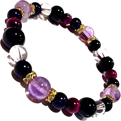 妖艶ダークカラー◆金と厄除け、出会い◆ラベンダーアメジスト オニキス◆天然石 パワーストーンブレスレット◆厄除け 守護 身体能力上昇 勝運up 災から身を守る 事故防止 安全 旅のお守り 幸運を呼ぶ 神と繋がる石 幸福 健康 愛和 危険から身を守る 勉強運 知性 仕事運up 七宝の1つ 縁結び 心身の癒し 家庭環境改善◆s61のサムネイル