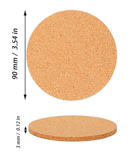 Image of 20 Pcs Coaster Set, Coasters, Cork Sheet, Round Absorbent Heat Resistant Non-Slip DIY Coasters for Home Decor and Craft Projects