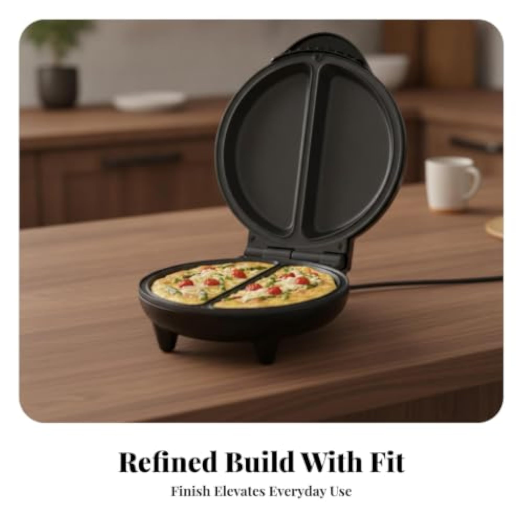 Non-Stick Omelette Maker with Dual Plates, Compact Electric Griddle