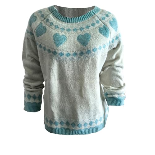 Fair Isle Sweater Women Boho Knitted Vintage Sweaters Casual Crewneck Long Sleeve Lightweight Cropped Pullover Tops3
