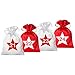 Produktbild 24 Adventskalender Säckchen 2farbig aus Satin (Farbe weiß/rot, Größe 10 x 15 cm) - Bedruckt mit 24 Stern-Zahlen - 2017 (für Erwachsene) für Weihnachtskalender/Adventskalender zum Befüllen
