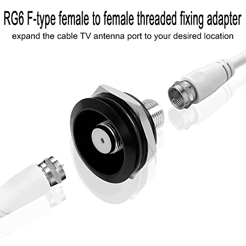 QIANRENON F-head Embedded Threaded Fixed Mount TV Aerial Adapter inch F Type Female to Female Panel Mount RG6 connector,for TV,antenna,coaxial cable,RV satellite receiver - Image 4