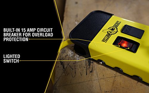 Image of Southwire Yellow Jacket Power Block - 8 Outlet Heavy Duty Metal Power Strip - Dual USB Ports for Fast Charging - Rugged Workshop Design - 6 Ft Yellow Cord - Durable 14-Gauge Construction