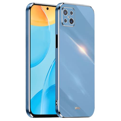 HONLEN Funda para OPPO Reno4 Z 5G (6.57' Inches), Carcasa de TPU de Silicona Suave, Diseño de Marco de Galvanoplastia - Azul Marino