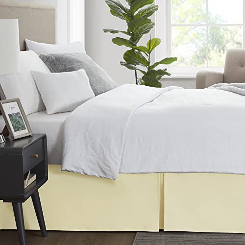 Image of Nestl Vanilla Yellow Bed Skirt Cal King Size - Cal King Bed Skirt 14 Inch Drop - Brushed Microfiber Bed Skirts - Hotel Quality Pleated Bed Skirt - Shrinkage & Fade Resistant