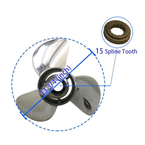 Image of 150-300HP Boat Propeller for Outboard Motor 13 3 /4x17 Stainless Steel 15 Tooth Spline Engine Part 6G5-45978-03-98