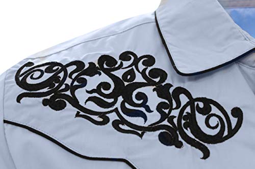 El General Men's Charro Shirt Camisa Vaquera Western Wear Baby Blue4