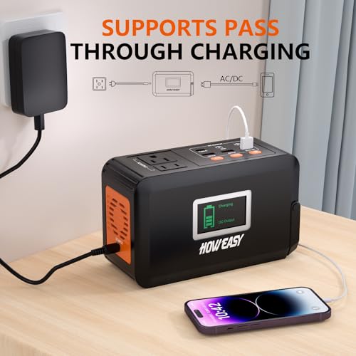 HOWEASY 120W Portable Power Station, 88Wh Solar Generator, Lithium Battery Power with 2 110V AC (Peak 150W) Socket/ 2 DC Ports/3 USB QC3.0/LED Light for Outdoor Camping Trip Hunting Emergency - Image 6