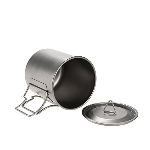 Nishore 420ml Titanium Cup Água Caneca Camping piquenique com tampa