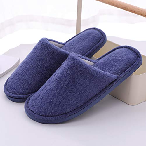 Non-slip Warm Cotton Slippers for Men and Women Plush Indoor Floor Shoes Dark Blue Fits Cozy Winter Comfort for Home Use4