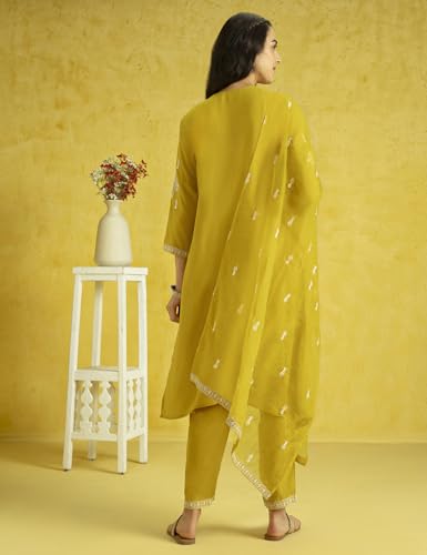 Image of Kaari Women's Embroidered Kurti Set with Dupatta | Ethnic Suits with Embellished Dupatta | Everyday and Festive Kurti Set for Women