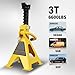 YELLOW JACKET Car Jack Stands 3 Ton with Double Locking and Large Foot Base for Lifting SUVS, Heavy Duty Steel, 6600 lb Capacity, 1 Pair, Yellow