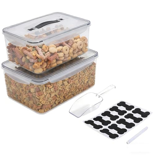 Brabtod Airtight Pet Food Storage Container Set,10 Lbs/11.6 Qt Combined Dog Food Treats Container with Handle,Portable Dog Cat Bird Food Bin,Ideal for Camping,Hiking,Picnic-BPA Free