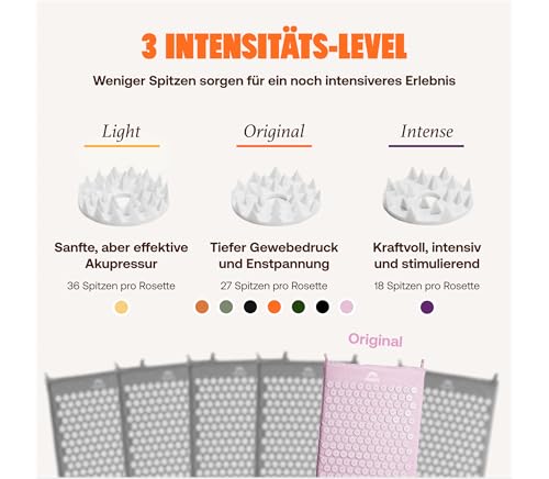 ShaktiMat [Das Original seit 2007] Akupressurmatte und Akupressurkissen zur Entspannung für Rücken, Nacken, Füße, Ethische Handarbeit, GOTS-zertifizierte Bio-Baumwolle, Rosa 4