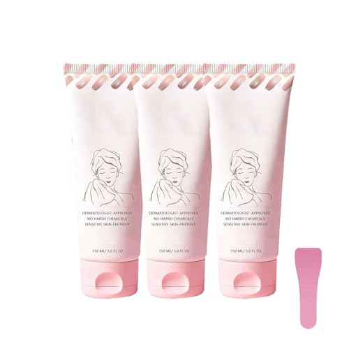Crema Depilatoria Sin Afeitar Bare Basics, Apta para Piel Sensible, Rápida y Suave, Hidrata y Nutre la Piel, Suave y No Irrita, for men women, 150 ml/5 oz (3Pcs)