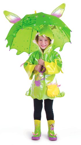 Kidorable Green Fairy Umbrella For Girls W/Fun Magic Wand Handle Pop-Out Wings Fairy Dust 1 Size #TOP4