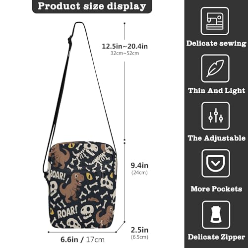 messenger bag for men Small Crossbody Bag For Women Woman Cross Body Purse Adjustable Strap for Travel Travel- Dinosaur Fun Pattern3