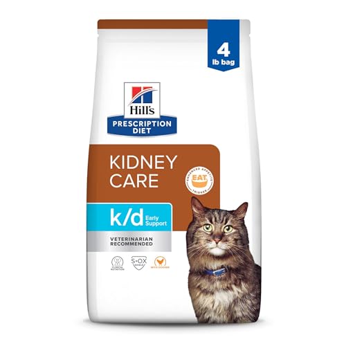 Hill's Prescription Diet k/d Early Support Kidney Care Dry Cat Food, Chicken, 4 lb. Bag
