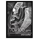 Americanflat Cadre Photo 70x100 cm Noir   Cadre Photo Bois MDF avec Vitre Plexi Poli & Matériel de Suspension   Cadre pour Puzzle   Possibilité de Suspension Horizontale ou Verticale