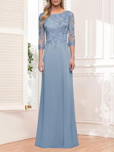 Mother of The Bride Dresses with Sleeves Chiffon Lace Formal Evening Gowns for Women4