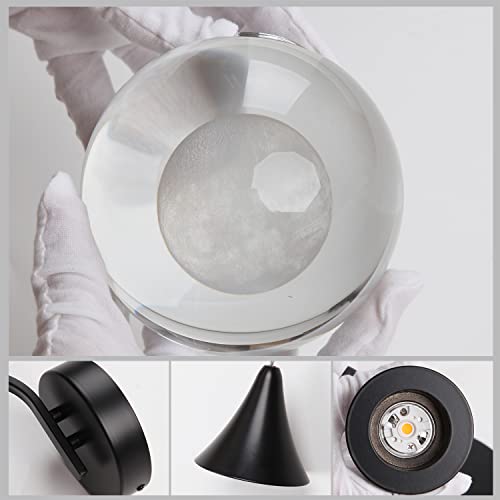 Image of Modern Wall Sconces, Moon Crystal Wall Sconce Indoor, 5W Dimmable LED Sconce Wall Lighting for Bedroom Bedside Bathroom Living Room Hallway Staircase, Black