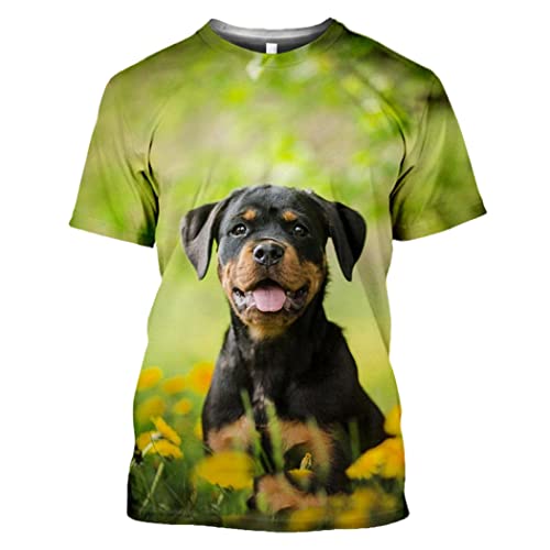 T-shirt Rottweiler imprimé 3D manches courtes vêtement homme 3XL