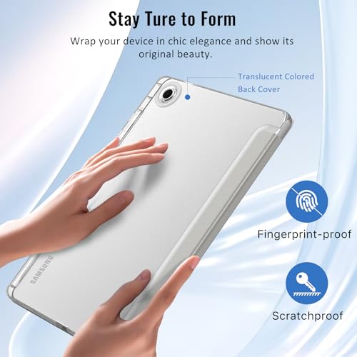 Image of MoKo Case for Samsung Galaxy Tab S10 Lite 10.9 Inch 2025 [SM-X400 /SM-X406B] with S Pen Holder, Slim Light Trifold Protective Cover with Hard PC Translucent Back Shell, Auto Wake /Sleep, Silver