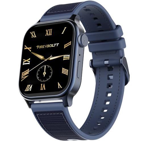 Image of Fire-Boltt Rise Force Smart Watch 1.85 inch Display, Nylon-Fluoroelastomer Hybrid Strap, Rotating Crown, Bluetooth Calling, Dual Button Control, Metal Body Smartwatch for Men and Women Ocean Navy