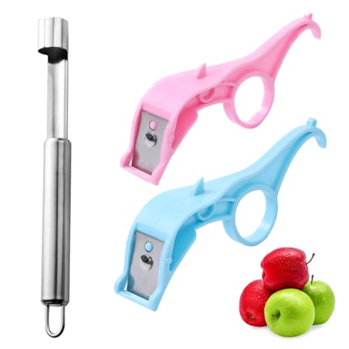CPJJ Ensemble de 3 Outils Évideur en Acier Inoxydable pour Fruits eplucheur légumes eplucheur de pomme vide pomme trognon evideur pomme denoyauteur pomme coupe- Pèle Pommes Portable et Polyvalent